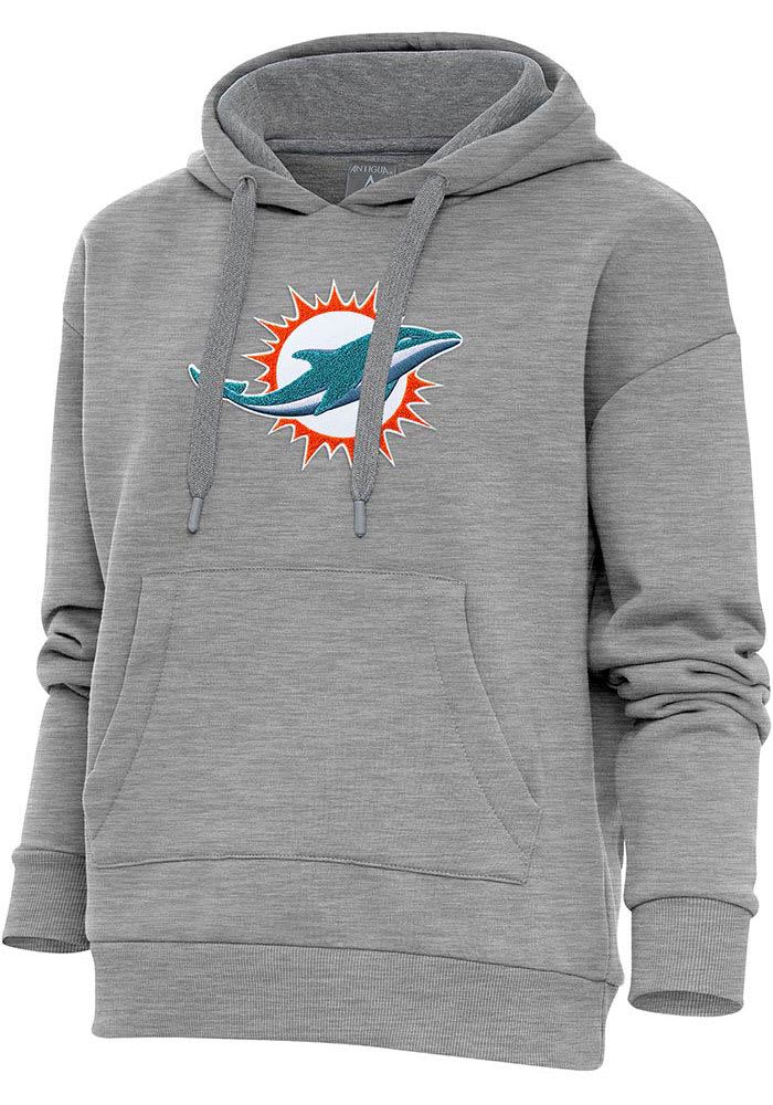 Miami Dolphins Antigua Women's Victory Chenille Pullover Sweatshirt - Orange