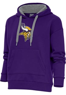 Antigua Minnesota Vikings Womens Purple Chenille Logo Victory Hooded Sweatshirt