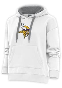 Antigua Minnesota Vikings Womens White Chenille Logo Victory Hooded Sweatshirt
