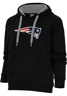 Antigua New England Patriots Womens Black Chenille Logo Victory Hooded Sweatshirt