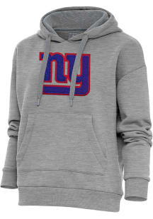 Antigua New York Giants Womens Grey Chenille Logo Victory Hooded Sweatshirt
