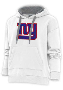 Antigua New York Giants Womens White Chenille Logo Victory Hooded Sweatshirt
