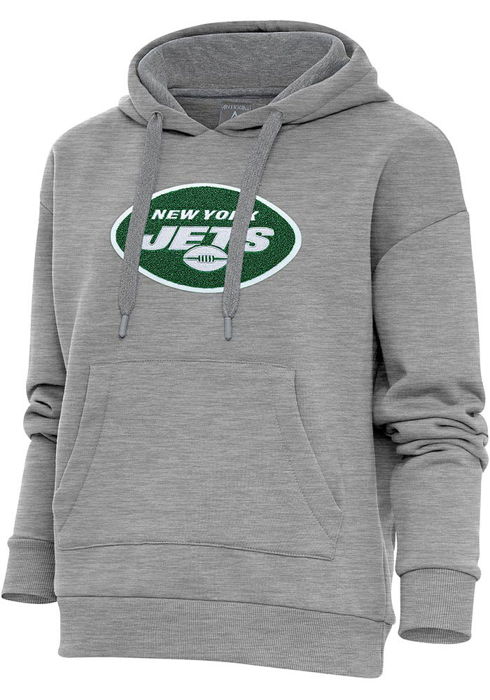 Women's Antigua Heather Gray New York Jets Victory Chenille Pullover Sweatshirt Size: Small