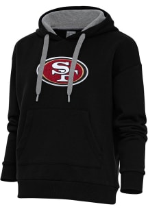 Antigua San Francisco 49ers Womens Black Chenille Logo Victory Hooded Sweatshirt