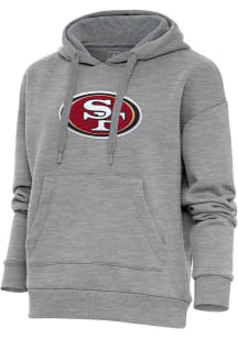 Antigua San Francisco 49ers Womens Grey Chenille Logo Victory Hooded Sweatshirt