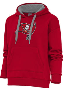 Antigua Tampa Bay Buccaneers Womens Red Chenille Logo Victory Hooded Sweatshirt