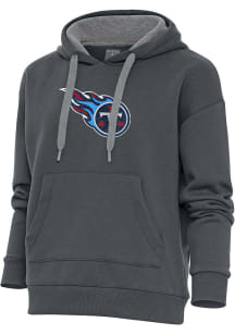 Antigua Tennessee Titans Womens Charcoal Chenille Logo Victory Hooded Sweatshirt