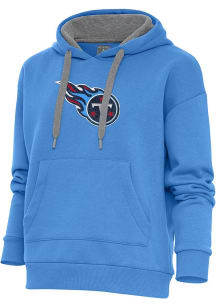 Antigua Tennessee Titans Womens Blue Chenille Logo Victory Hooded Sweatshirt