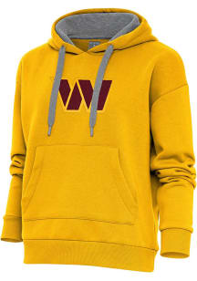 Antigua Washington Commanders Womens Gold Chenille Logo Victory Hooded Sweatshirt