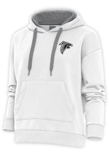 Antigua Atlanta Falcons Womens White Metallic Logo Victory Hooded Sweatshirt