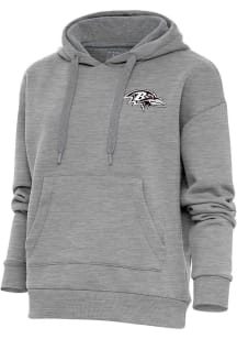 Antigua Baltimore Ravens Womens Grey Metallic Logo Victory Hooded Sweatshirt