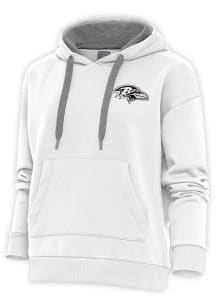 Antigua Baltimore Ravens Womens White Metallic Logo Victory Hooded Sweatshirt
