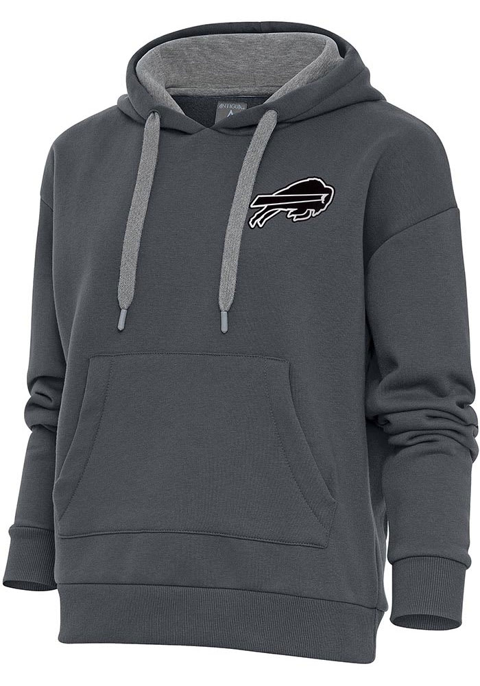 Buffalo Bills Antigua Women's Metallic Logo Victory Pullover Hoodie - Black