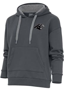 Antigua Carolina Panthers Womens Charcoal Metallic Logo Victory Hooded Sweatshirt