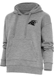 Antigua Carolina Panthers Womens Grey Metallic Logo Victory Hooded Sweatshirt