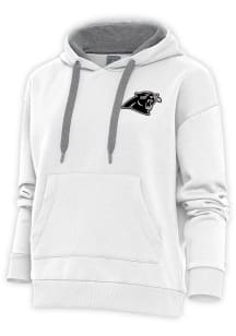 Antigua Carolina Panthers Womens White Metallic Logo Victory Hooded Sweatshirt