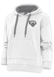 Antigua Jacksonville Jaguars Womens White Metallic Logo Victory Hooded Sweatshirt