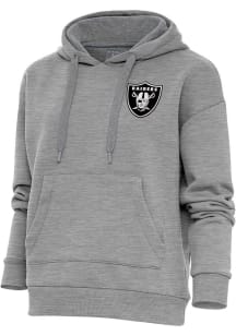 Antigua Las Vegas Raiders Womens Grey Metallic Logo Victory Hooded Sweatshirt