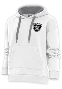 Antigua Las Vegas Raiders Womens White Metallic Logo Victory Hooded Sweatshirt