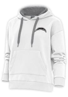 Antigua Los Angeles Chargers Womens White Metallic Logo Victory Hooded Sweatshirt