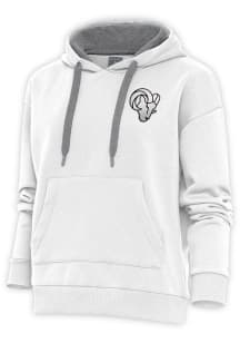 Antigua Los Angeles Rams Womens White Metallic Logo Victory Hooded Sweatshirt