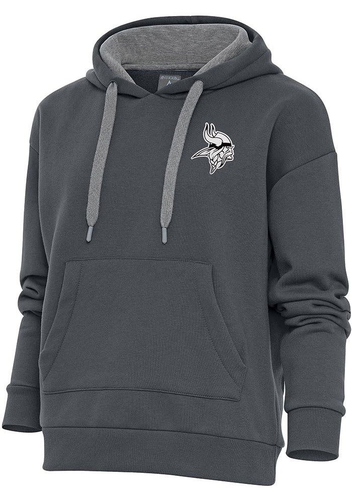 Men's Antigua Black Minnesota Vikings Logo Victory Pullover Hoodie