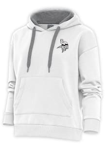 Antigua Minnesota Vikings Womens White Metallic Logo Victory Hooded Sweatshirt