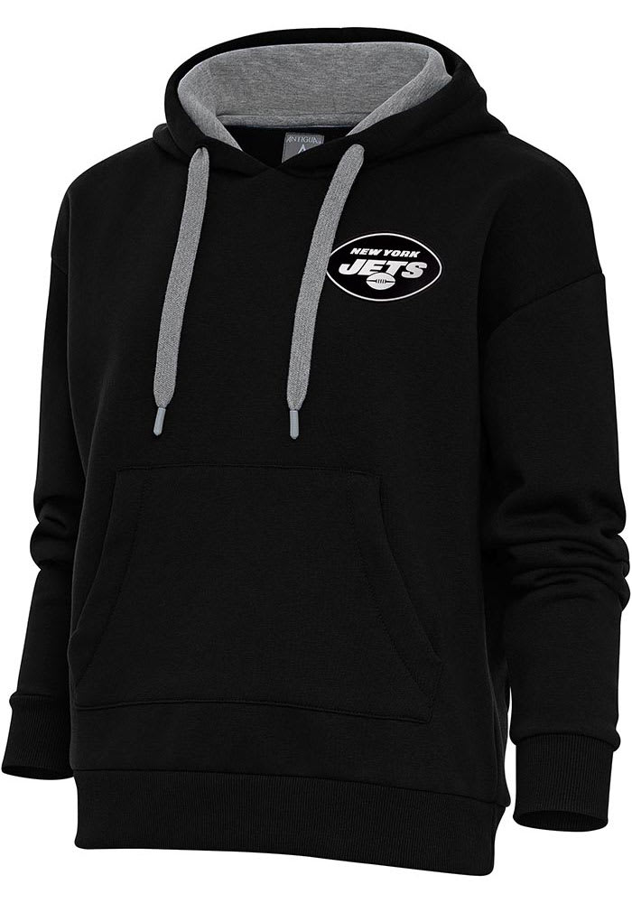 Antigua New York Jets Women's Black Chenille Logo Victory Crew Sweatshirt, Black, 65% Cotton / 35% POLYESTER, Size XL, Rally House