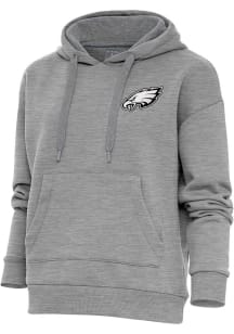 Antigua Philadelphia Eagles Womens Grey Metallic Logo Victory Hooded Sweatshirt