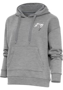 Antigua Tampa Bay Buccaneers Womens Grey Metallic Logo Victory Hooded Sweatshirt