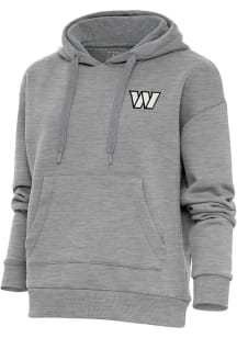 Antigua Washington Commanders Womens Grey Metallic Logo Victory Hooded Sweatshirt