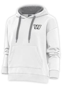 Antigua Washington Commanders Womens White Metallic Logo Victory Hooded Sweatshirt