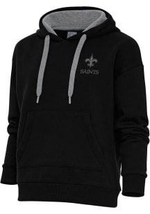 Antigua New Orleans Saints Womens Black Tonal Logo Victory Hooded Sweatshirt
