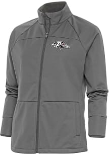 Antigua Baltimore Ravens Womens Grey Metallic Logo Links Medium Weight Jacket