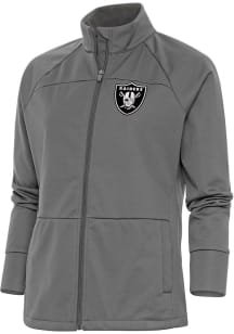 Antigua Las Vegas Raiders Womens Grey Metallic Logo Links Medium Weight Jacket