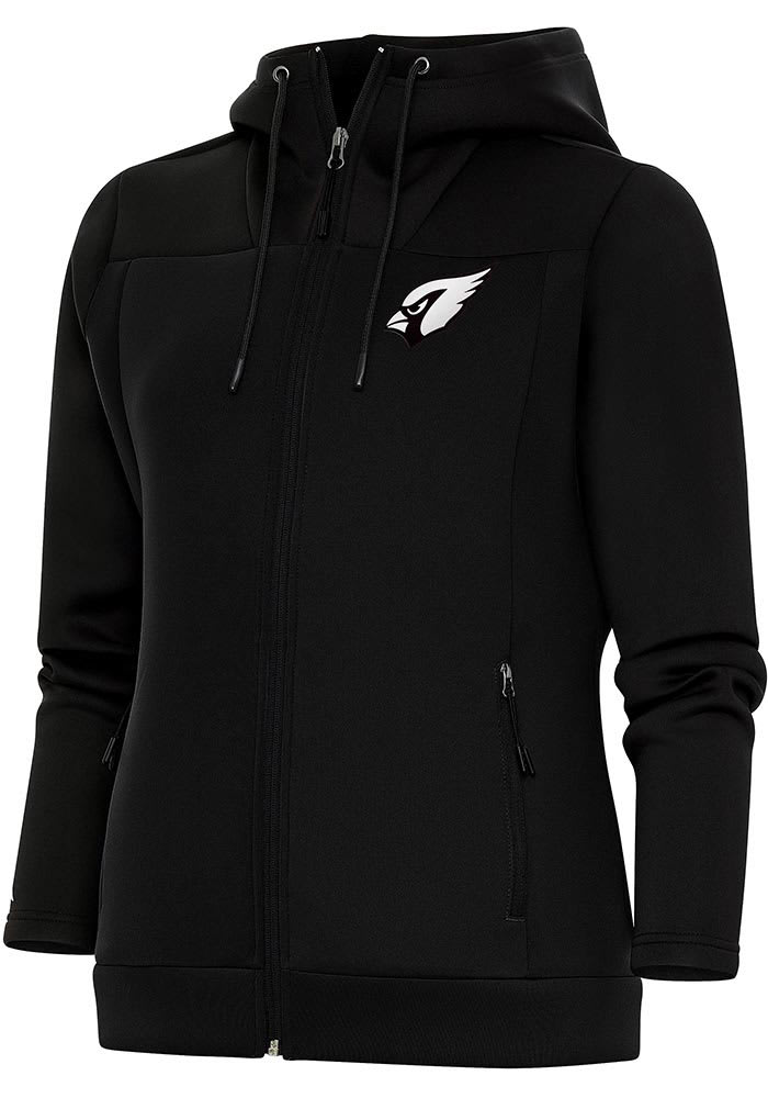 Antigua Arizona Cardinals Womens Black Metallic Logo Protect Long Sleeve Full Zip Jacket
