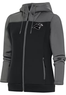 Antigua Carolina Panthers Womens Grey Metallic Logo Protect Long Sleeve Full Zip Jacket