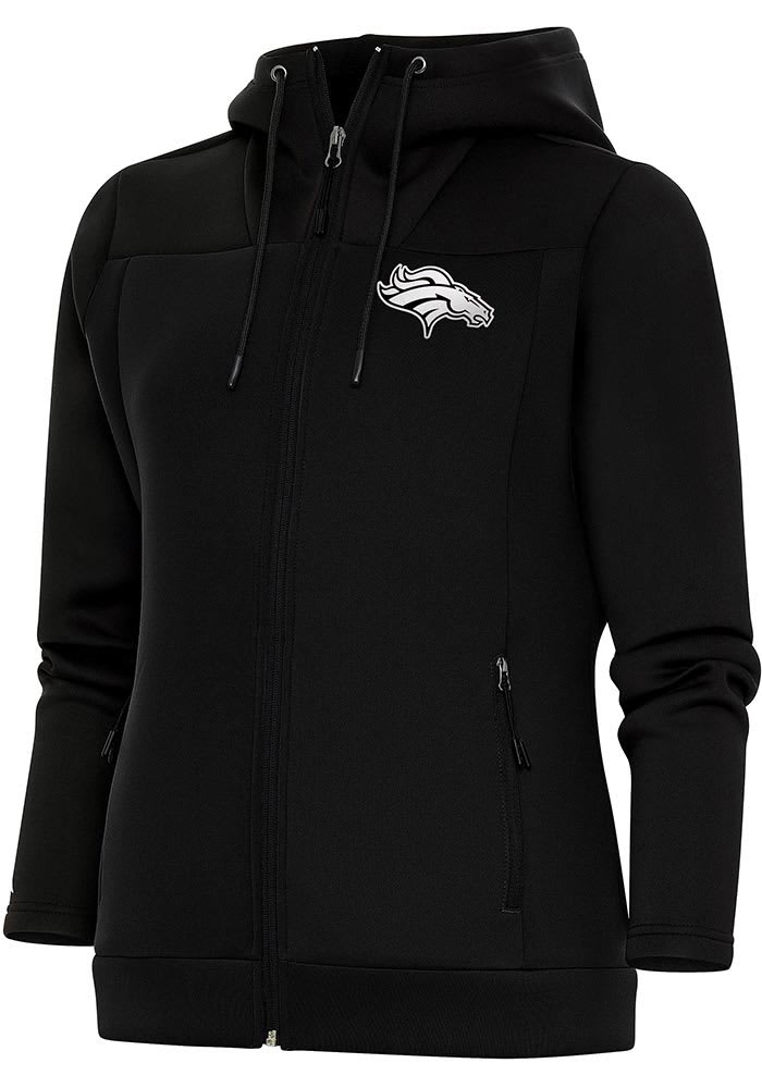 Antigua Denver Broncos Black Protect Long Sleeve Full Zip Jacket, Black, 100% POLYESTER, Size 4XL, Rally House