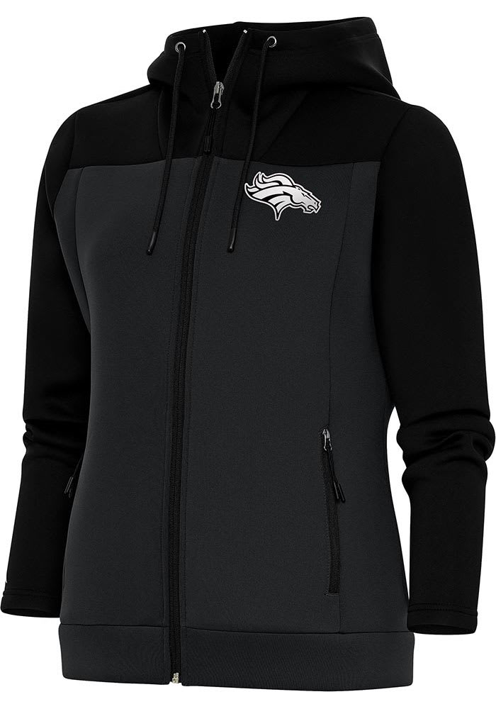 Antigua Denver Broncos Black Metallic Logo Links Light Weight Jacket, Black, 100% POLYESTER, Size S, Rally House