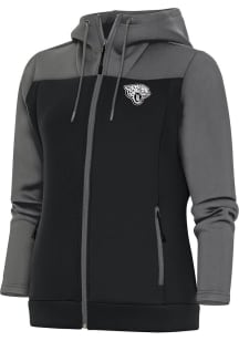 Antigua Jacksonville Jaguars Womens Grey Metallic Logo Protect Long Sleeve Full Zip Jacket