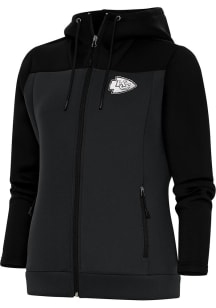 Antigua Kansas City Chiefs Womens Black Metallic Logo Protect Long Sleeve Full Zip Jacket