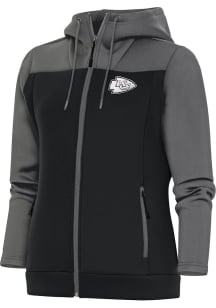 Antigua Kansas City Chiefs Womens Grey Metallic Logo Protect Long Sleeve Full Zip Jacket