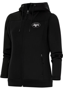 Antigua New York Jets Womens Black Metallic Logo Protect Long Sleeve Full Zip Jacket