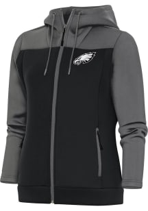 Antigua Philadelphia Eagles Womens Grey Metallic Logo Protect Long Sleeve Full Zip Jacket
