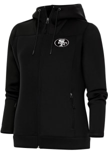 Antigua San Francisco 49ers Womens Black Metallic Logo Protect Long Sleeve Full Zip Jacket