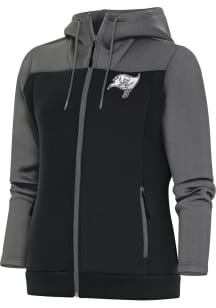 Antigua Tampa Bay Buccaneers Womens Grey Metallic Logo Protect Long Sleeve Full Zip Jacket