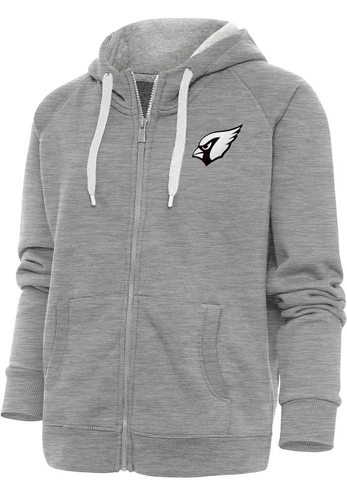 Antigua Arizona Cardinals Grey Metallic Logo Protect Long Sleeve Full Zip Jacket, Grey, 100% POLYESTER, Size 2XL, Rally House