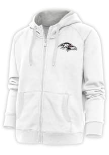 Antigua Baltimore Ravens Womens White Metallic Logo Victory Long Sleeve Full Zip Jacket