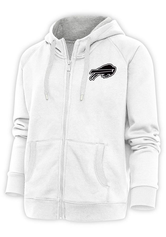 Men's Buffalo Bills Antigua White Metallic Logo Victory Pullover Hoodie