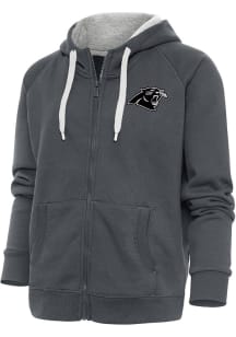 Antigua Carolina Panthers Womens Charcoal Metallic Logo Victory Long Sleeve Full Zip Jacket